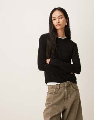 JJXX - Strickpullover in Schwarz mit Rundhalsausschnitt