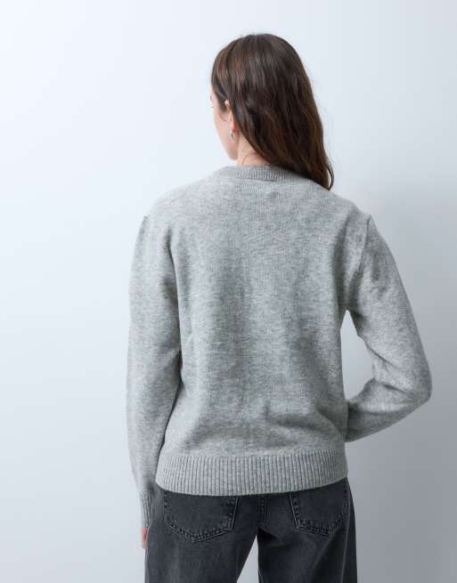 JJXX Strickpullover mit Rundhalsausschnitt in Hellgrau, 4 von 4