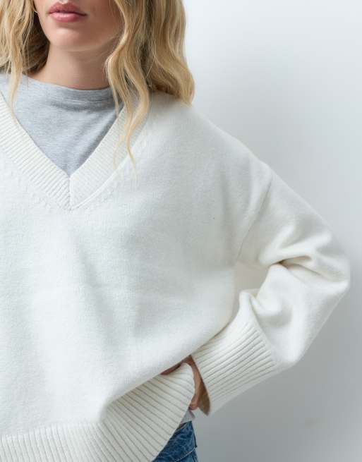 JJXX Strickpullover mit V-Ausschnitt in Cremeweiß, 3 von 4