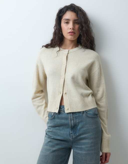 JJXX strikket cardigan i beigemeleret uldblanding, 3 af 4