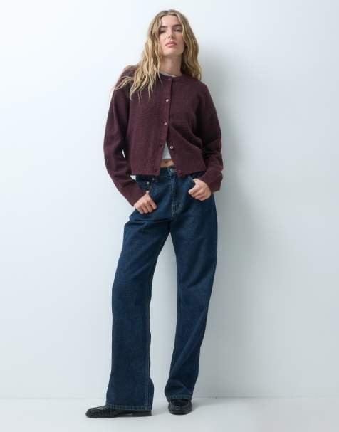 JJXX strikket cardigan i burgundy - view 1