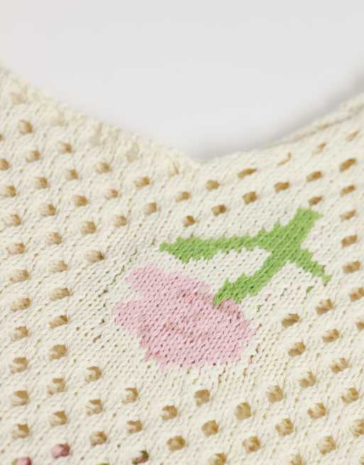 JJXX - Strikket tote med roseprint, 3 af 4