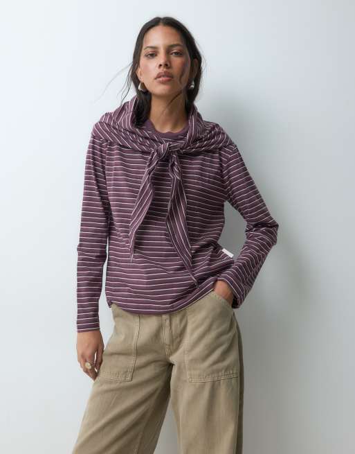 JJXX stripe long sleeve t shirt with scarf, 3 of 5