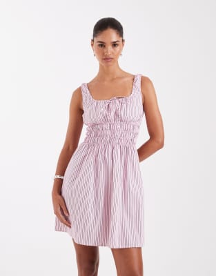 JJXX striped smock mini dress in baby pink prism pink 8690₽