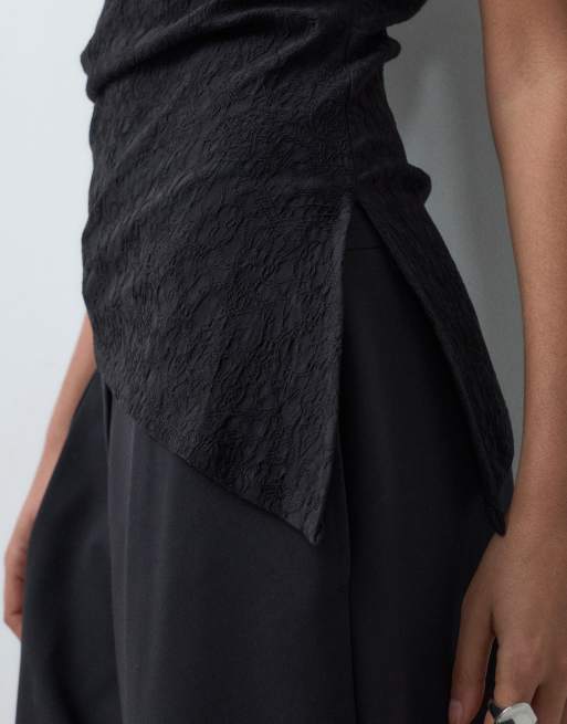 JJXX structured top with asymmetric hem in black, 3 of 5