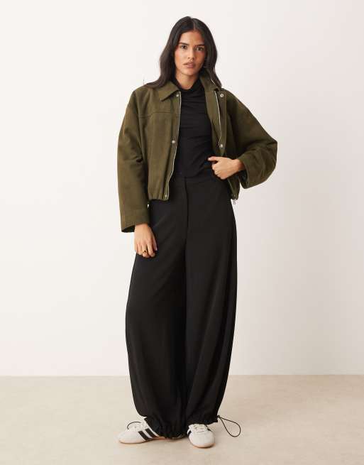 JJXX suede leather jacket in olive, 2 of 4