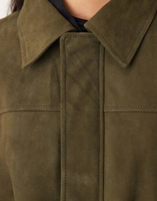 JJXX suede leather jacket in olive | ASOS