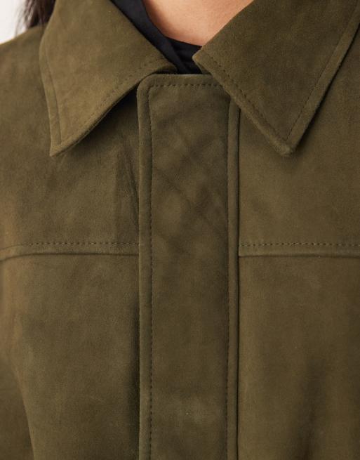 ゆ*き様 NO FAITH STUDIOS SUEDE カーキ JJXX suede leather jacket in olive | ASOS