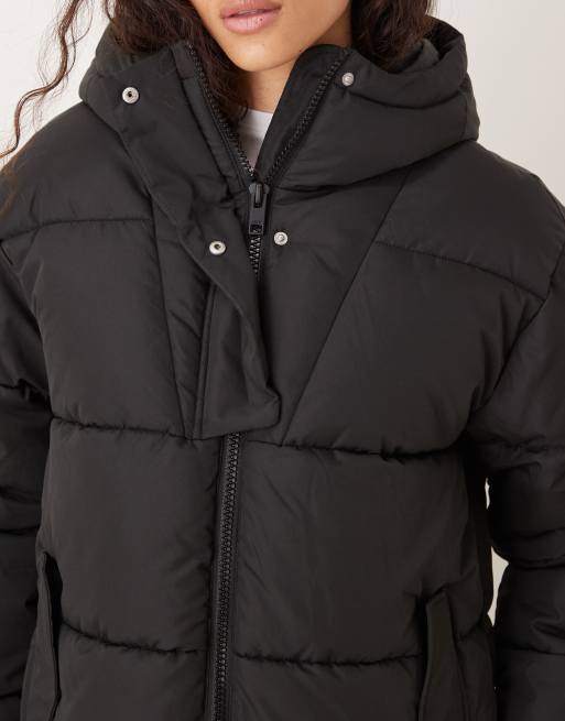 JJXX – Svart, lång pufferjacka med huva, 4 av 4