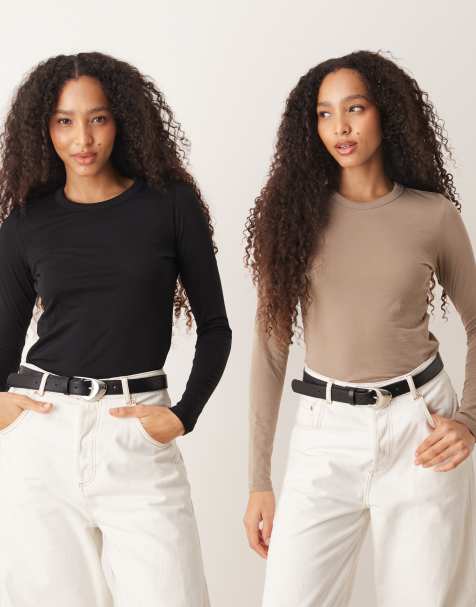 JJXX – Svart och beige topp med långa ärmar, 2-pack - view 1