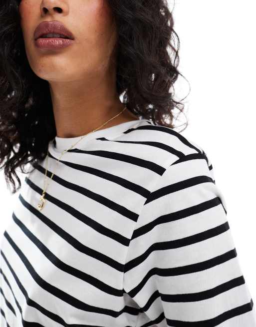 JJXX – Svartvit, randig, kort t-shirt i oversize, 3 av 4