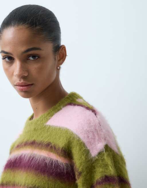 JJXX sweater in green and pink stripe, 3 of 5