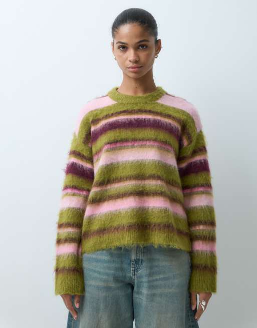 JJXX sweater in green and pink stripe, 5 of 5