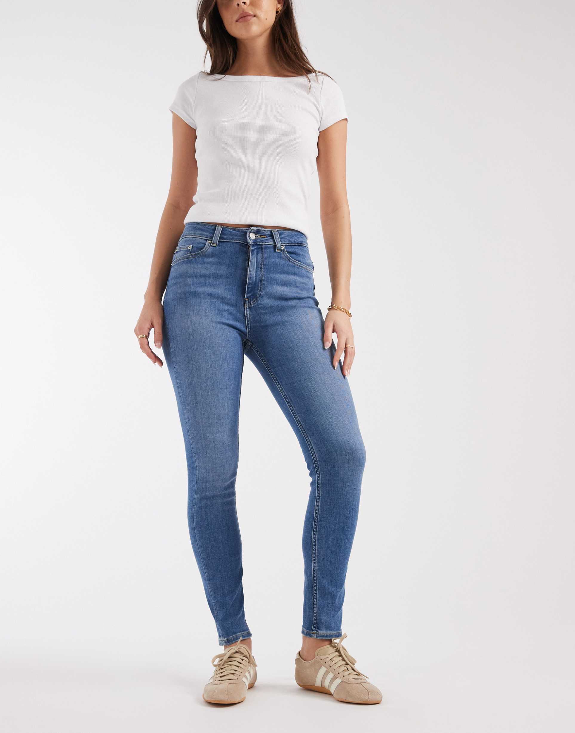 jjxx sydney skinny jeans in mid blue