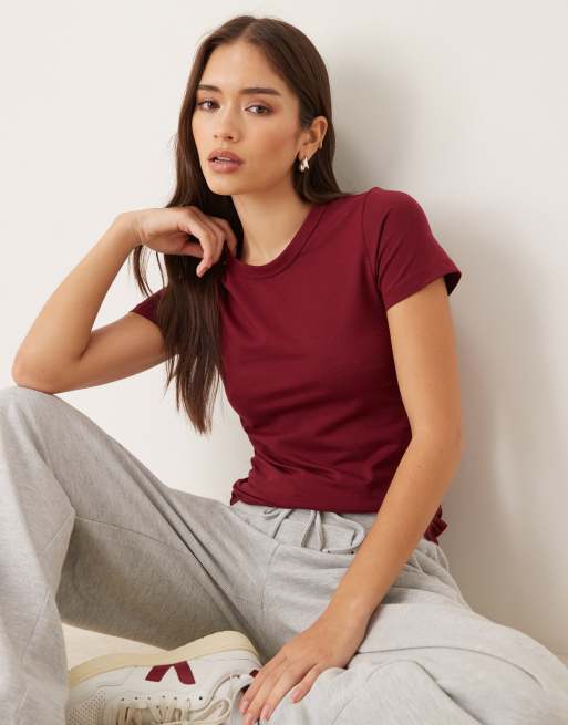 JJXX - T-shirt aderente color bordeaux