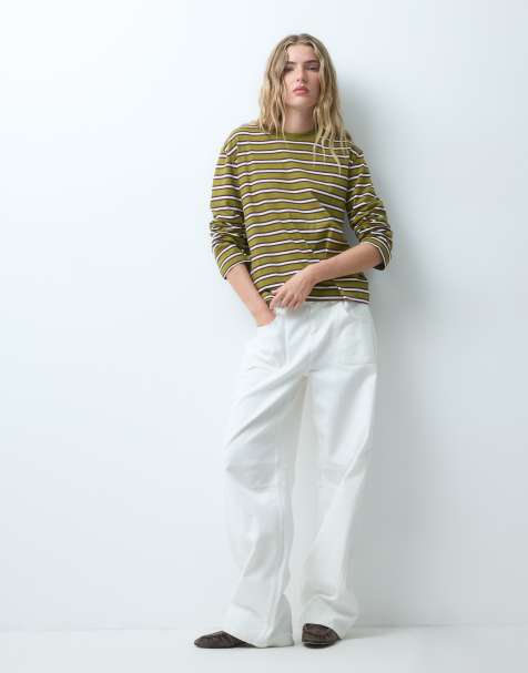 JJXX T-shirt boxy a maniche lunghe a righe verdi - view 1