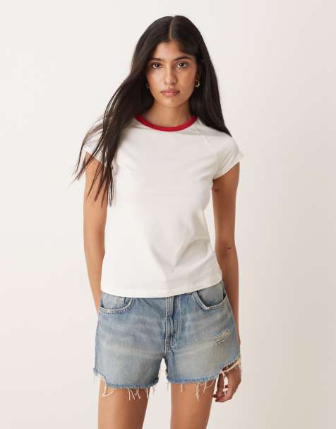 JJXX – T-Shirt in Cremeweiß mit Ringerrücken - view 1
