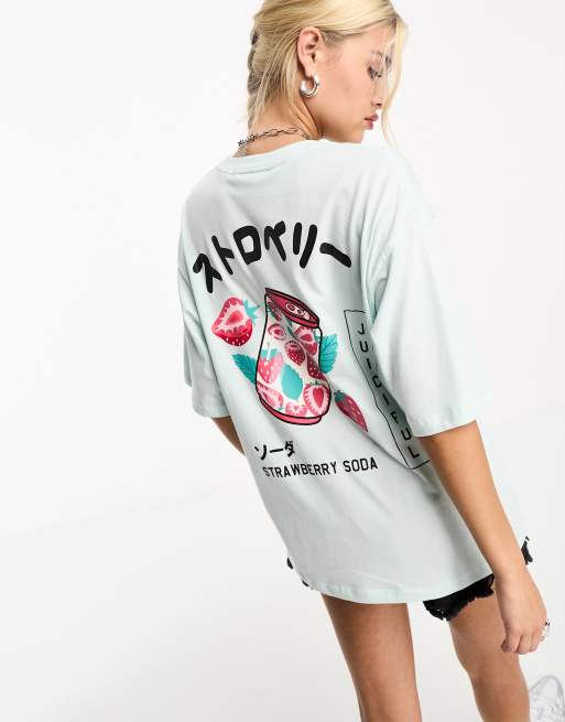 JJXX – T-Shirt in Grün mit Erdbeermotiv