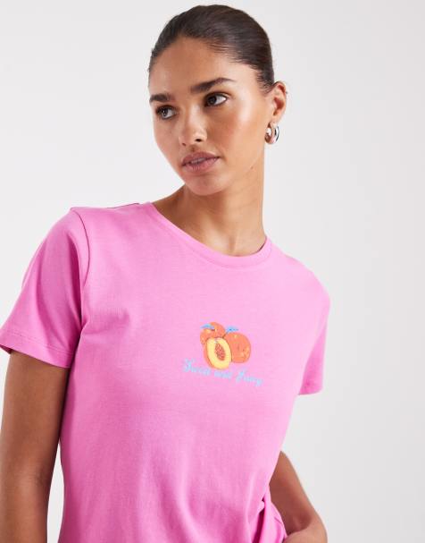 JJXX – T-Shirt in Rosa mit Pfirsich-Print - view 1