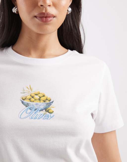 JJXX – T-Shirt in Weiß mit „Olives“-Print, 3 von 4