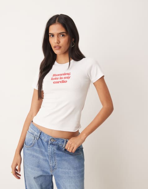 JJXX – T-Shirt in Weiß mit Slogan in Rosa - view 1