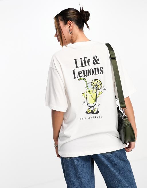 JJXX – T-Shirt in Weiß mit Zitronenmotiv