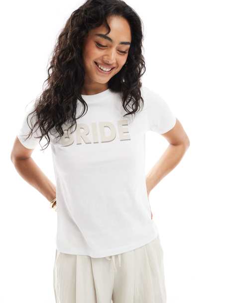 JJXX - T-shirt met Bride-print in wit - view 1