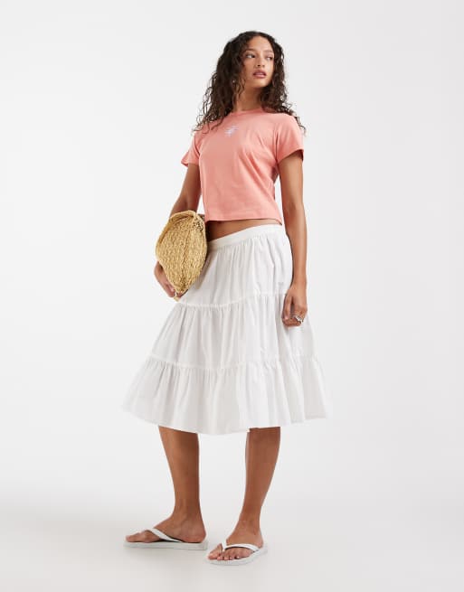 JJXX - T-shirt mini rosa corallo con sole ricamato, 3 di 4