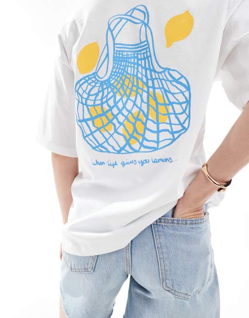 JJXX - T-shirt oversize avec imprimé citron au dos - Blanc, 4 de 4