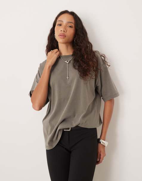 JJXX - T-shirt oversize délavé à l'acide - Gris kaki - view 1