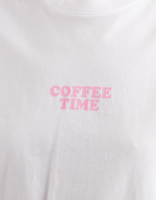 JJXX t-shirt with coffee back print in white, 3 of 4