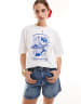 JJXX oversize T-shirt with girls backprint in pink