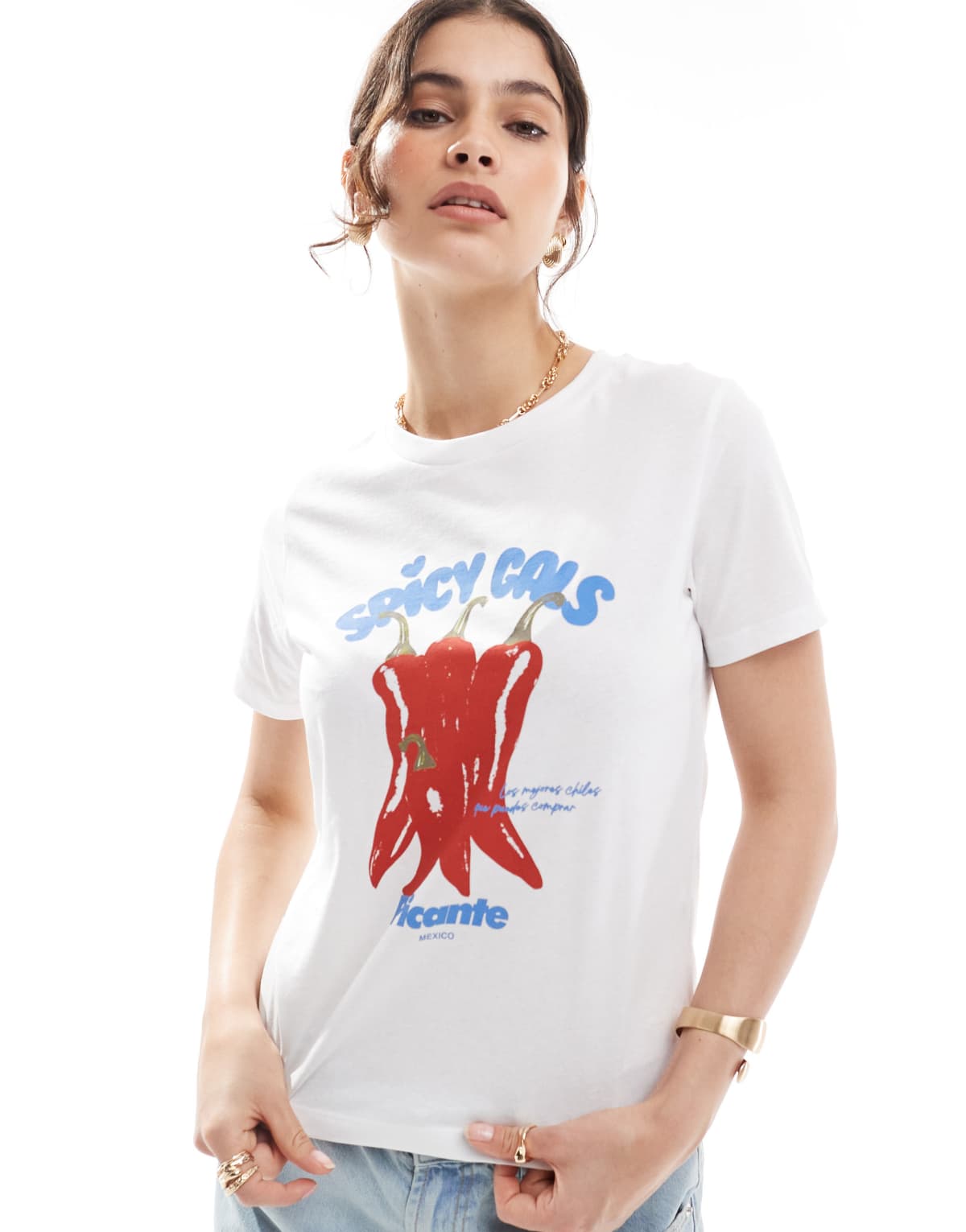 JJXX t-shirt with spicy girls print in white
