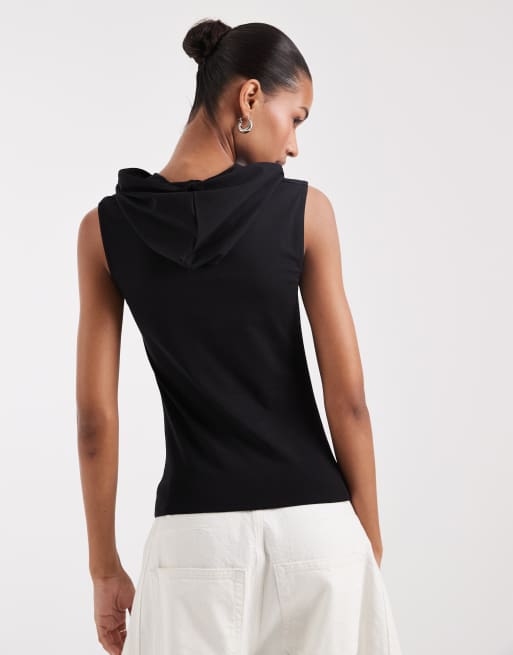 JJXX Tanktop mit Raffung und Kapuze in Schwarz, 4 von 4