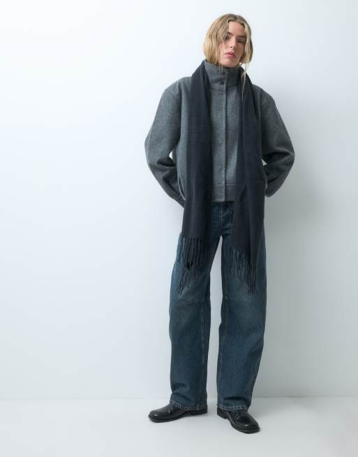 JJXX tassle scarf in black, 2 of 3