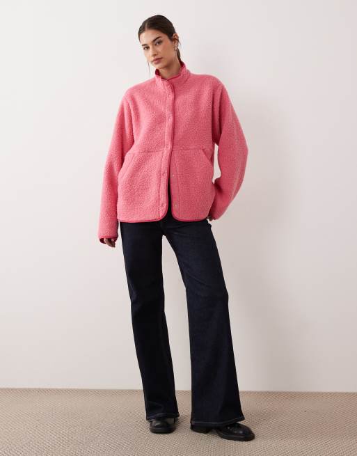 JJXX teddy jacket in pink, 2 of 4