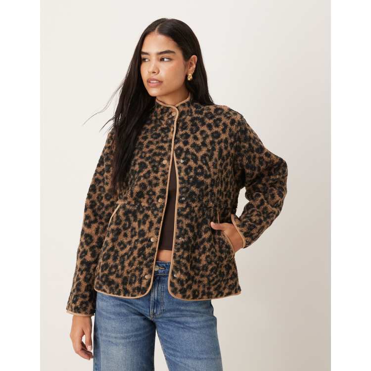 JJXX teddy leopard print jacket in multi | ASOS