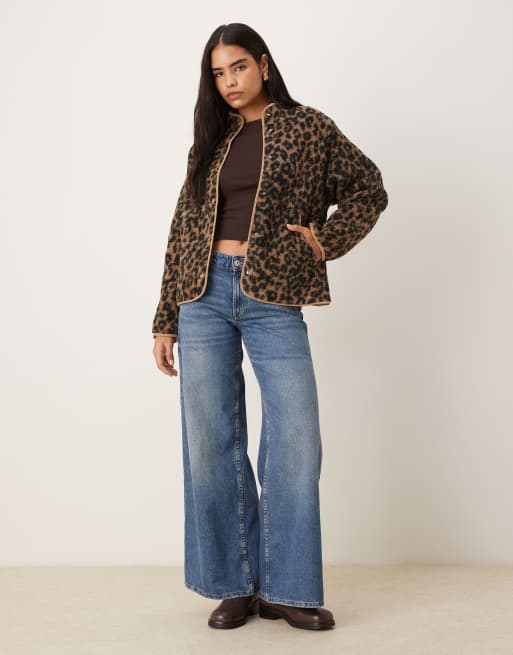 JJXX teddy leopard print jacket in multi, 2 of 4
