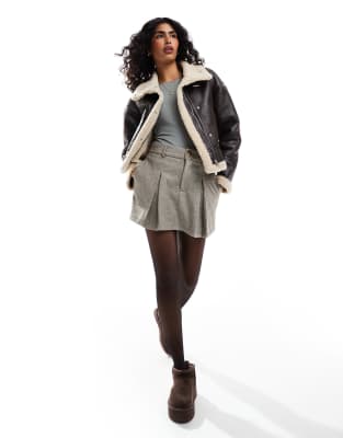 Jjxx Teddy Lined Aviator Jacket In Brown