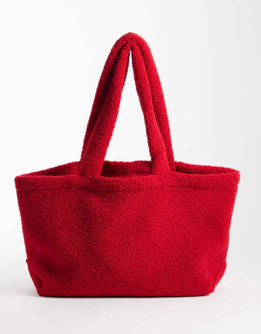 JJXX teddy tote in scarlet red, 4 of 4