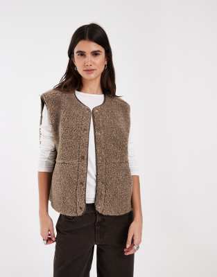 Jjxx Teddy Vest In Brown