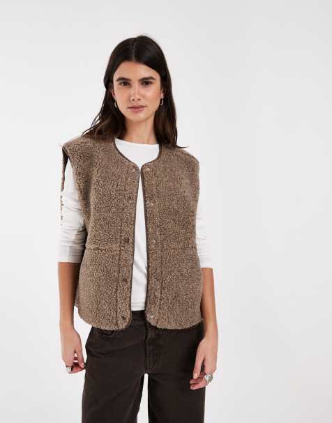 JJXX teddy vest in light brown - view 1