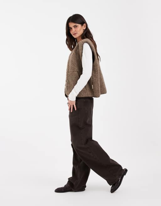 JJXX teddy vest in light brown, 2 of 4