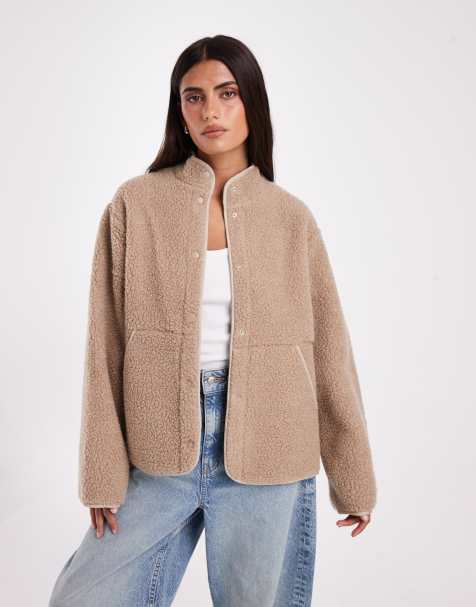 JJXX teddyjacka med hög krage i beige - view 1