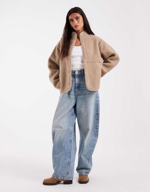 JJXX Teddyjacke mit hohem Kragen in Beige, 2 von 4