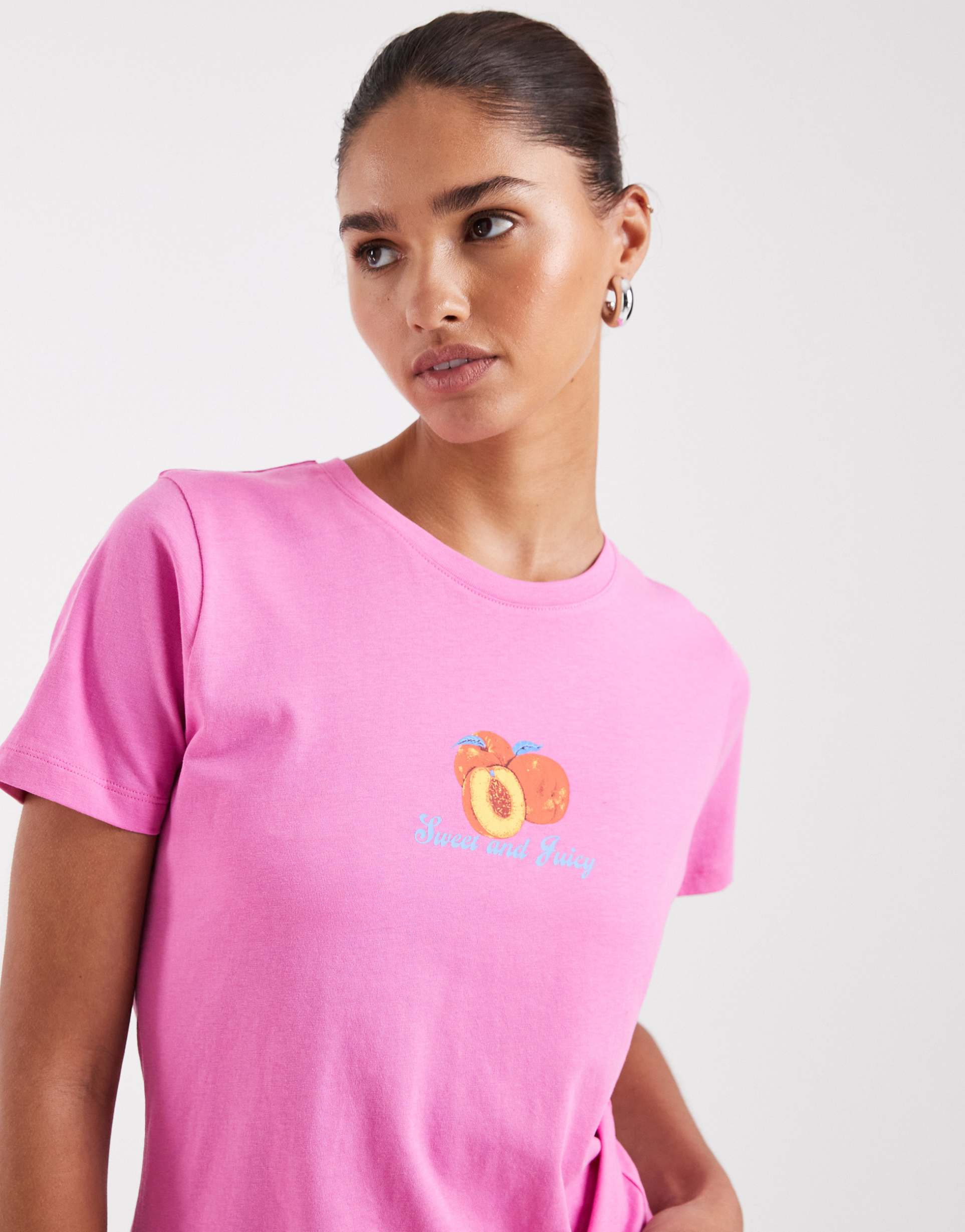 jjxx tee with peach print in pink