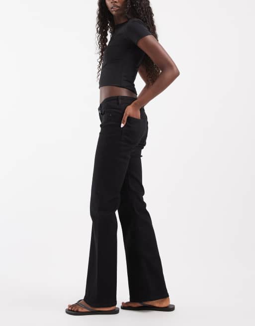 JJXX Texas low rise flare jeans in solid black, 2 of 5