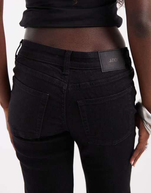 JJXX Texas low rise flare jeans in solid black, 4 of 5