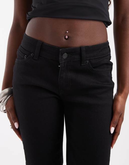 JJXX Texas low rise flare jeans in solid black, 5 of 5