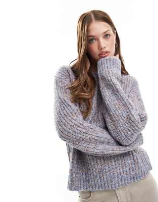 textured knitted sweater in multi blue